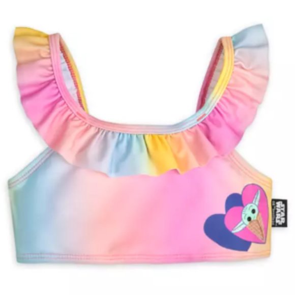 Disney Star Wars: The Mandalorian Grogu Kids Swimsuit Top, Size 3, Pastel Color - Picture 1 of 4
